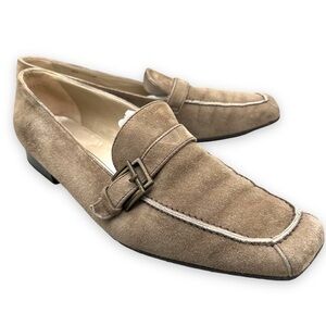 Peter Kaiser Square Toe Suede Loafers, Mushroom, Size 9
